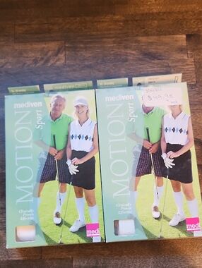 2 Pairs Mediven MOTION Sport Compression Socks White Closed Toe Size XL